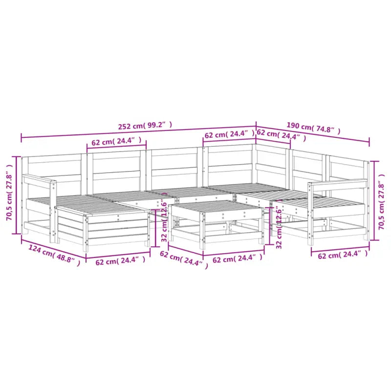 Modulaire loungeset van massief grenenhout voor in de tuin - Tuinsets