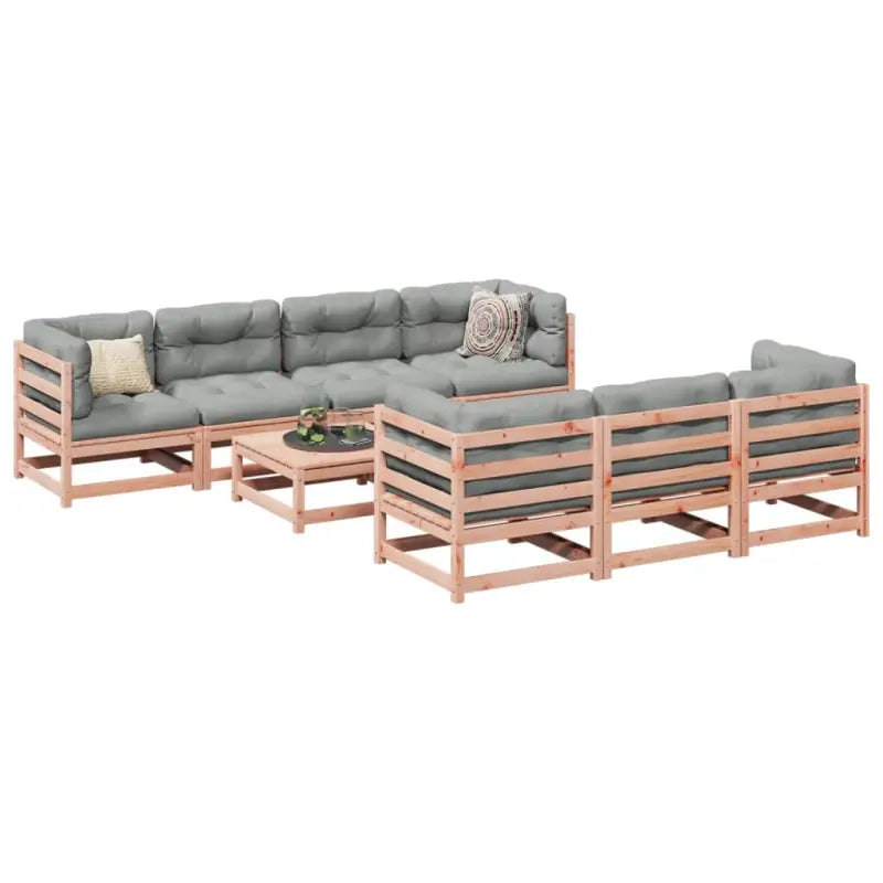 Modulaire loungeset van massief grenenhout voor tuin en terras - Natuurlijk douglashout / met kussen - Tuinsets