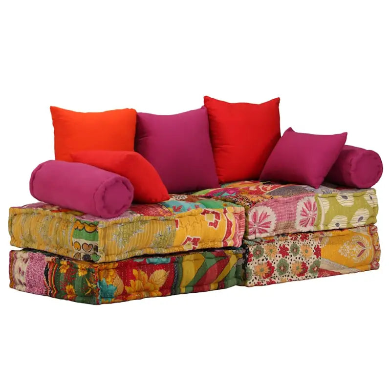 Modulaire poef met patchwork ontwerp voor exotische interieurstijl - Patchwork / 1 / Tweezitsbank - Stoelkussens