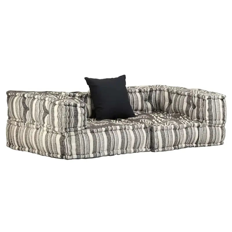 Modulaire poef met patchwork ontwerp voor exotische interieurstijl - Grijs / 1 / Lage tweezitsbank met rugleuning