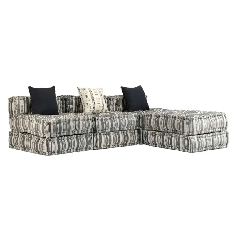 Modulaire poef met patchwork ontwerp voor exotische interieurstijl - Grijs / 1 / Driezitsbank met rugleuning