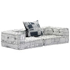 Modulaire poef met patchwork ontwerp voor exotische interieurstijl - Lichtgrijs / 1 / Lage tweezitsbank met rugleuning