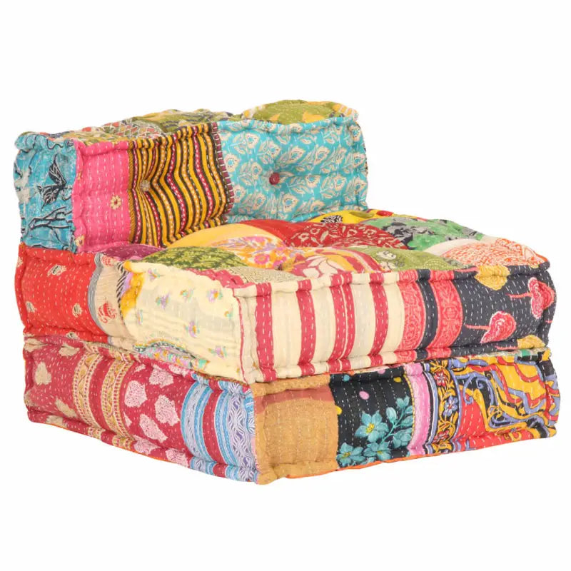 Modulaire poef met patchwork ontwerp voor exotische interieurstijl - Patchwork / 1 / Armstoel met rugleuning