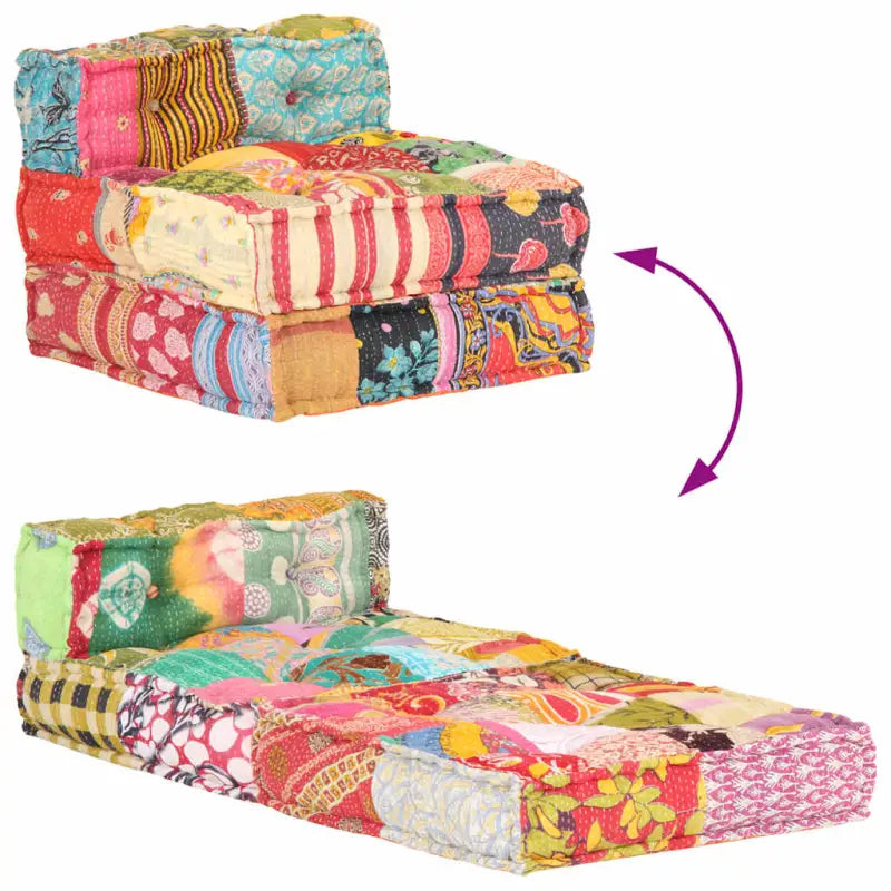 Modulaire poef met patchwork ontwerp voor exotische interieurstijl - Stoelkussens