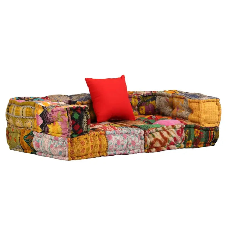 Modulaire poef met patchwork ontwerp voor exotische interieurstijl - Patchwork / 1 / Lage tweezitsbank met rugleuning