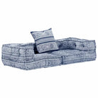 Modulaire poef met patchwork ontwerp voor exotische interieurstijl - Indigo / 1 / Lage tweezitsbank met rugleuning