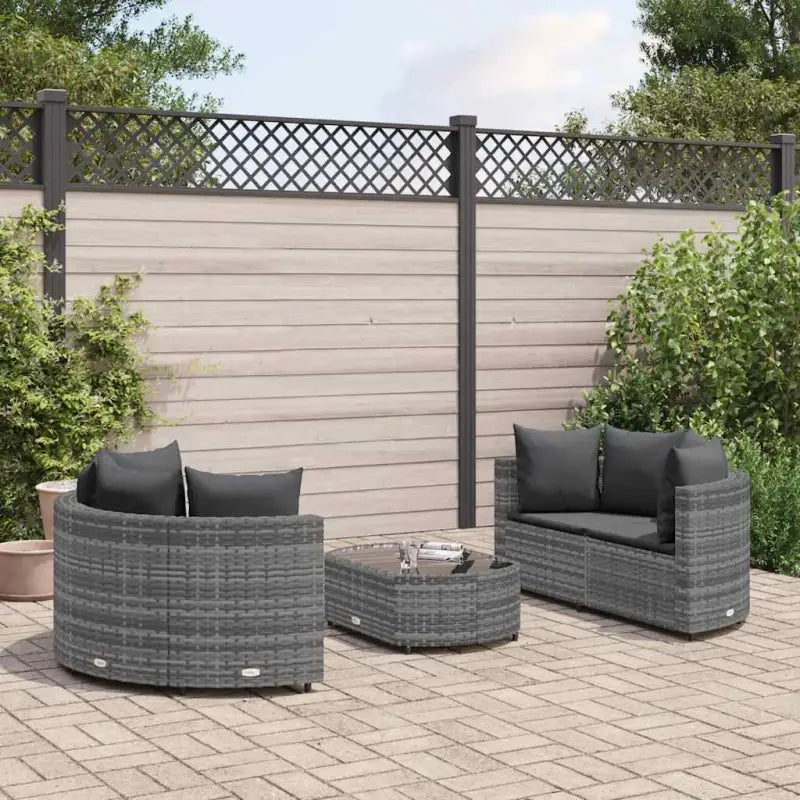 Modulaire poly rattan loungeset voor gemakkelijk schoon en buiten genieten - Grijs - Tuinsets