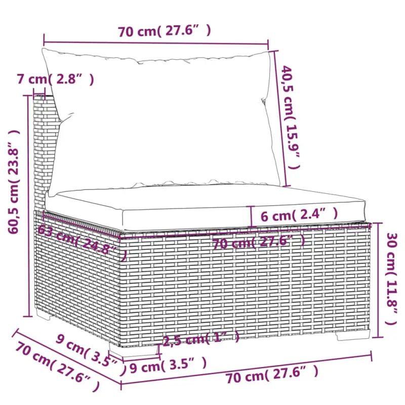 Modulaire poly rattan tuinset met comfortabele zitkussens en instelbare diepte - Tuinsets