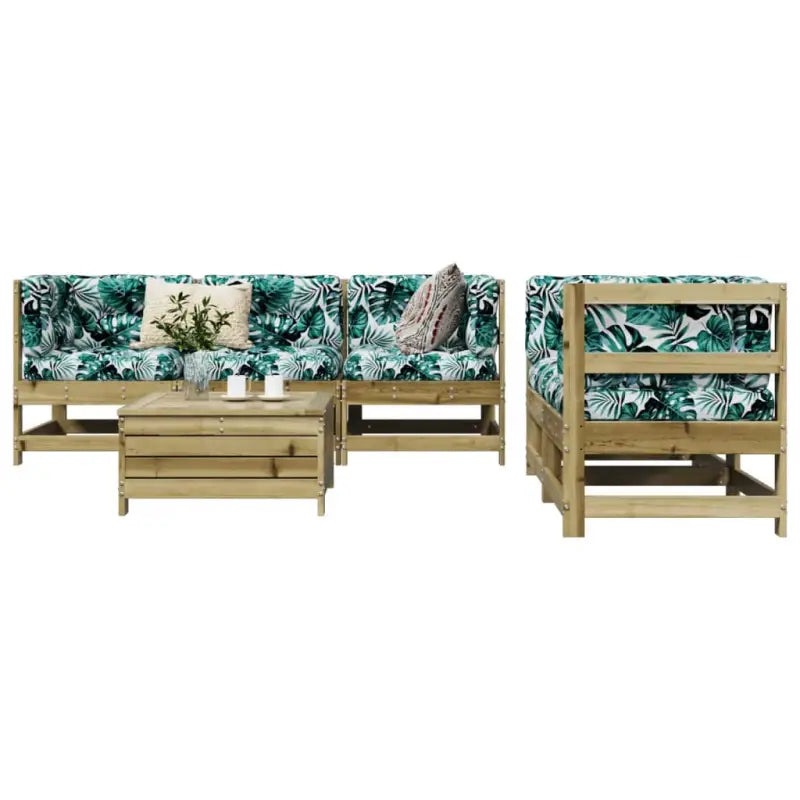 Modulaire tuin loungeset van massief grenenhout met comfortabele afmetingen - Naturel geïmpregneerd - Tuinsets