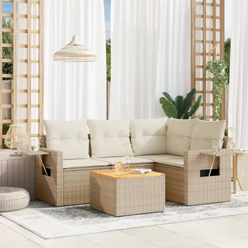 Modulaire tuinbank in beige materiaal met gepoedercoaten staal afmetingen - beige en crèmekleurig / 1 - Modulaire