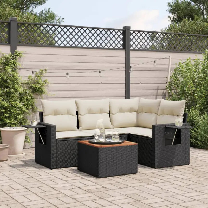Modulaire tuinbank in beige materiaal met gepoedercoaten staal afmetingen - Zwart en crème / 1 - Modulaire tuinbanken