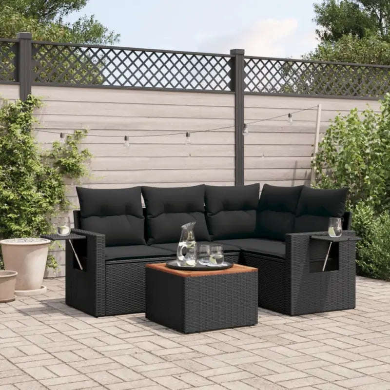 Modulaire tuinbank in beige materiaal met gepoedercoaten staal afmetingen - Zwart / 1 - Modulaire tuinbanken