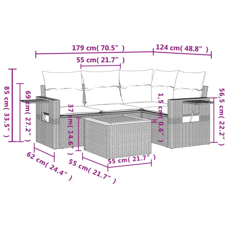 Modulaire tuinbank in beige materiaal met gepoedercoaten staal afmetingen - Modulaire tuinbanken