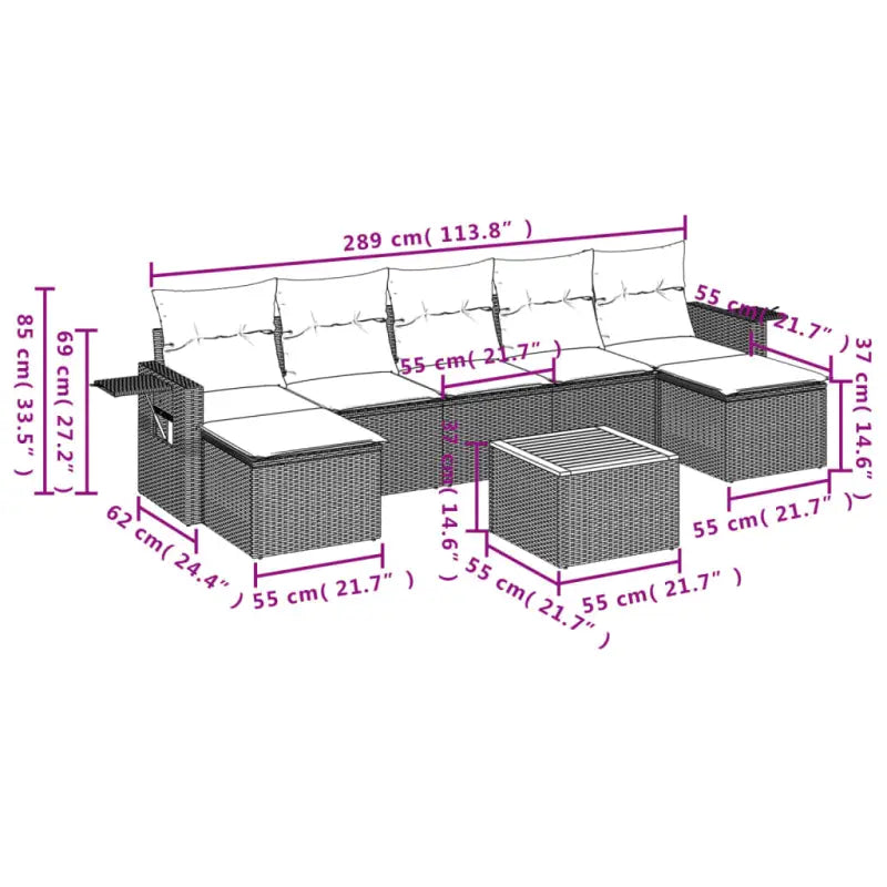 Modulaire tuinbank in grijs materiaal met gepoedercoat staal afmetingen - Modulaire tuinbanken
