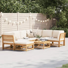 Modulaire tuinbank in massief acaciahout met olieafwerking en comfortabele afmetingen - Crème / 1 / 3x hoek + 3x midden