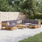 Modulaire tuinbank in massief acaciahout met olieafwerking en comfortabele afmetingen - Grijs / 1 / 3x hoek + 5x midden