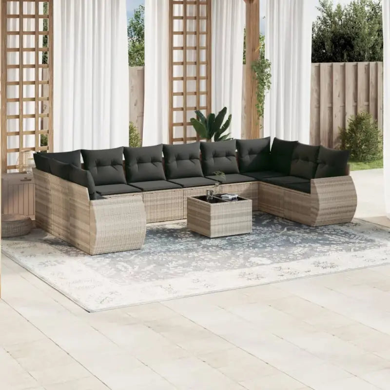 Modulaire tuinbank in zwart materiaal en gepoedercoat staal - Lichtgrijs / 1 / Met tafel - Modulaire tuinbanken