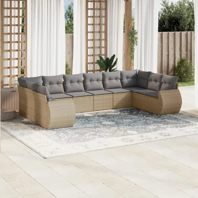 Modulaire tuinbank in zwart materiaal en gepoedercoat staal - Beige en grijs / 1 / Zonder tafel - Modulaire tuinbanken
