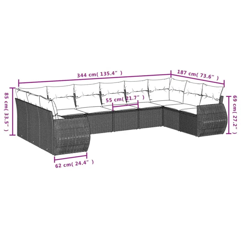 Modulaire tuinbank in zwart materiaal en gepoedercoat staal - Modulaire tuinbanken