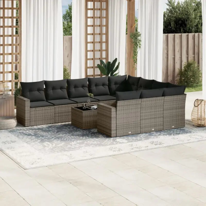 Modulaire tuinbank in zwart materiaal met gepoedercoat staal en waterdichte tas - Grijs / 1 / Met tafel - Modulaire