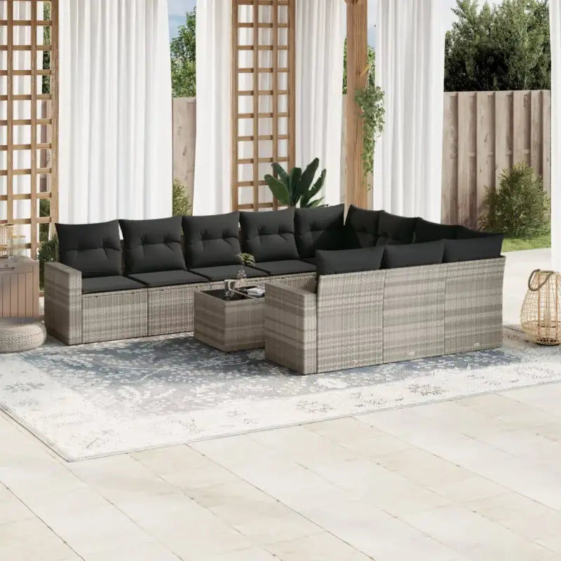 Modulaire tuinbank in zwart materiaal met gepoedercoat staal en waterdichte tas - Lichtgrijs / 1 / Met tafel