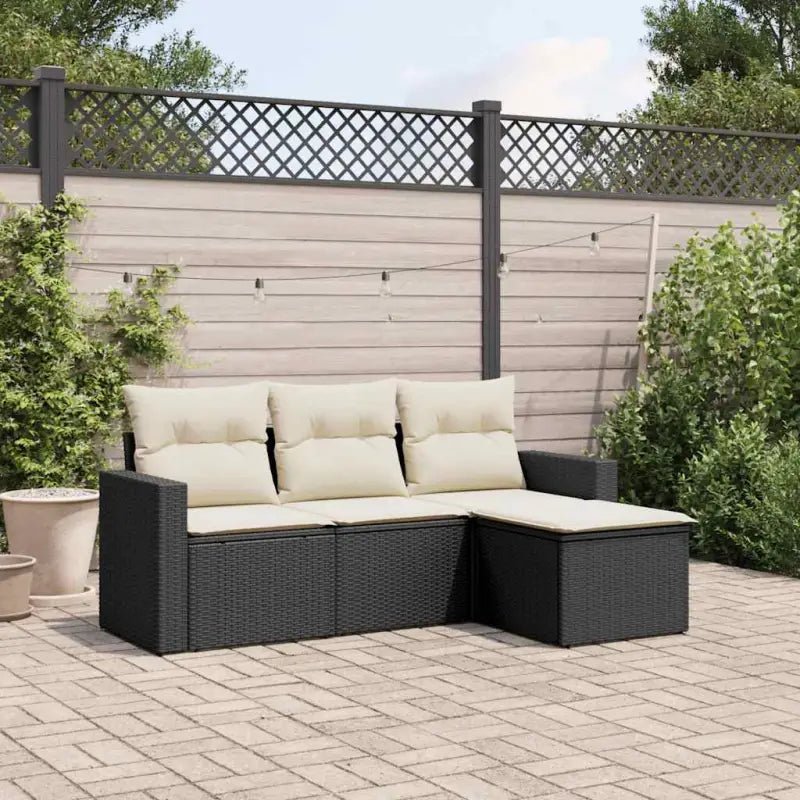 Modulaire tuinbank in zwart materiaal met gepoedercoat staal en waterdichte tas - Zwart en crème / 1 / Zonder tafel
