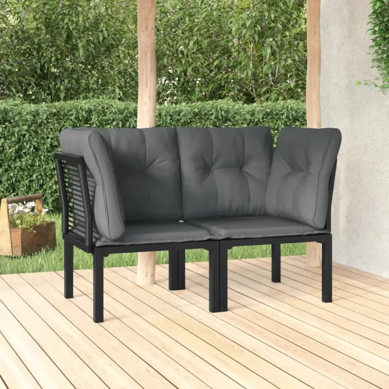Modulaire tuinbank in zwart materiaal met gepoedercoat staal en afmetingen - 1 / 2x hoek - Modulaire tuinbanken
