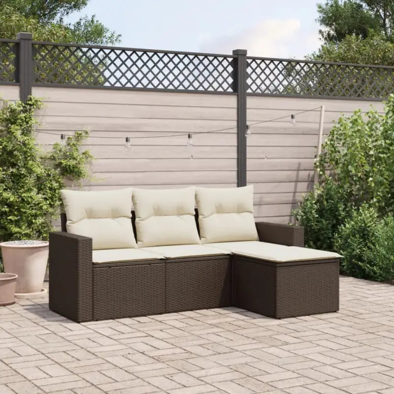 Modulaire tuinbank in zwart materiaal met gepoedercoat staal en waterdichte tas - Bruin en crème / 1 / Zonder tafel