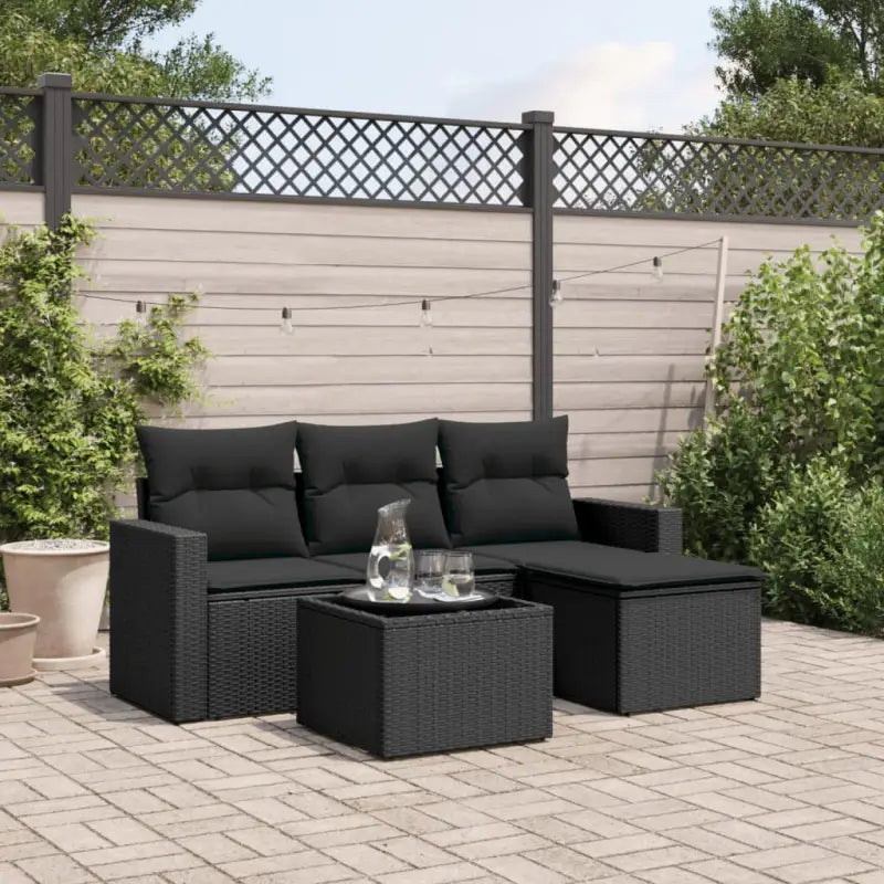 Modulaire tuinbank in zwart materiaal met gepoedercoat staal en waterdichte tas - Zwart / 1 / Met tafel - Modulaire