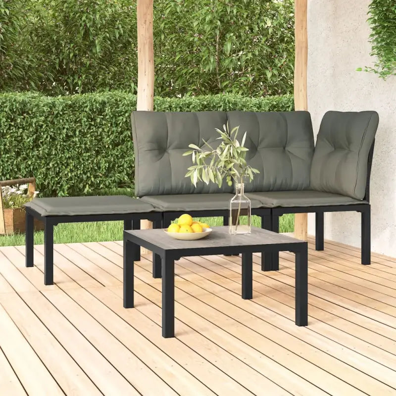 Modulaire tuinbank in zwart materiaal met gepoedercoat staal en afmetingen - 1 / Tafel - Modulaire tuinbanken