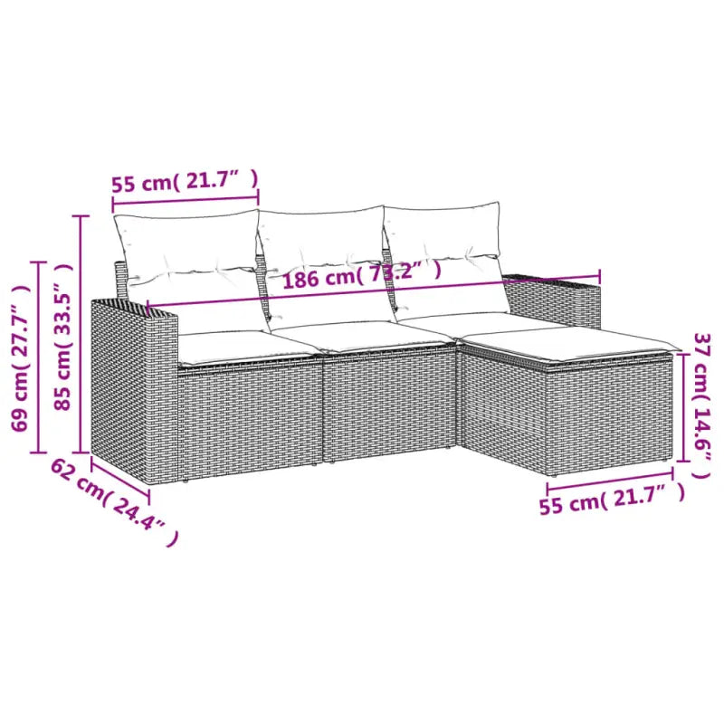 Modulaire tuinbank in zwart materiaal met gepoedercoat staal en waterdichte tas - Modulaire tuinbanken