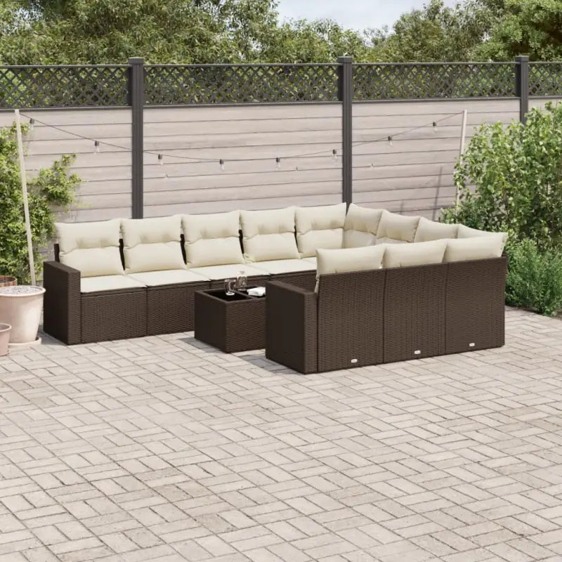 Modulaire tuinbank in zwart materiaal met gepoedercoat staal en waterdichte tas - Bruin en crème / 1 / Met tafel