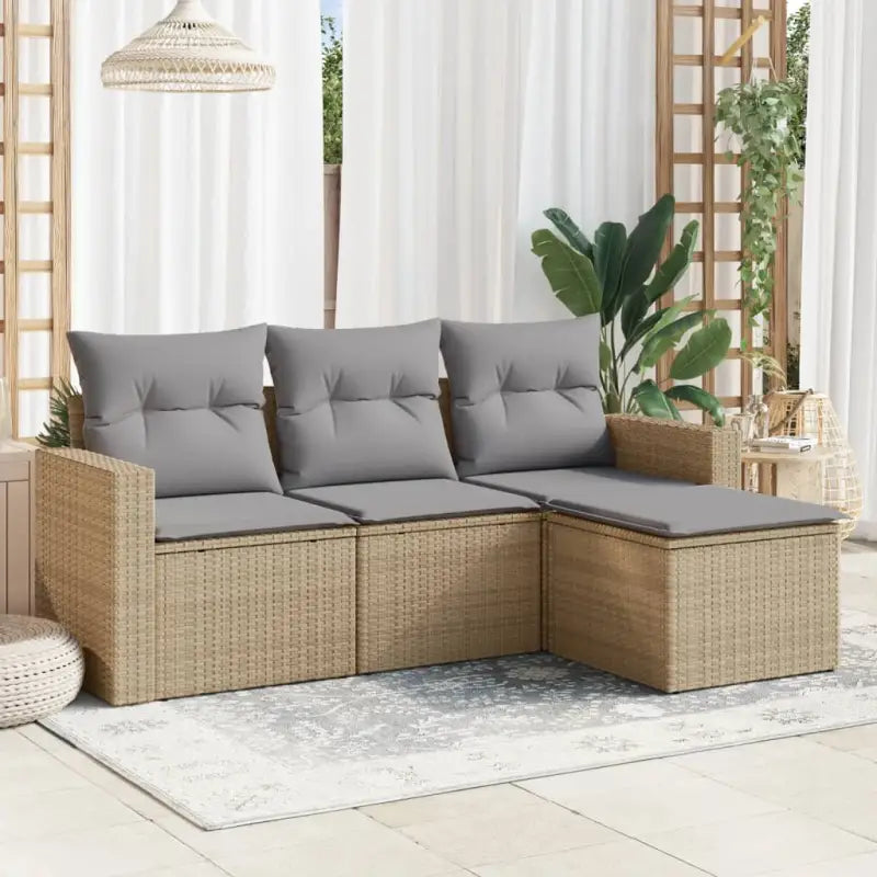 Modulaire tuinbank in zwart materiaal met gepoedercoat staal en waterdichte tas - Beige en grijs / 1 / Zonder tafel