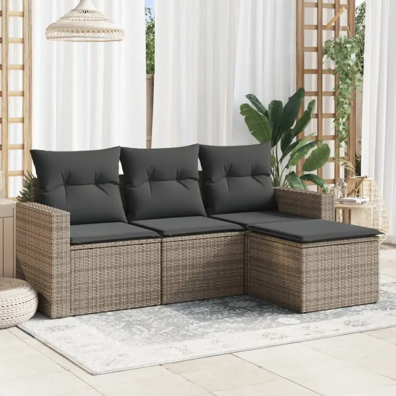 Modulaire tuinbank in zwart materiaal met gepoedercoat staal en waterdichte tas - Grijs / 1 / Zonder tafel - Modulaire