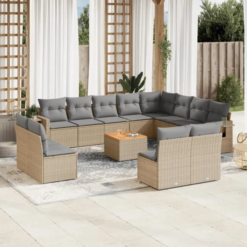 Modulaire tuinbank in zwart materiaal met gepoedercoat staal - Beige en grijs / 1 - Modulaire tuinbanken