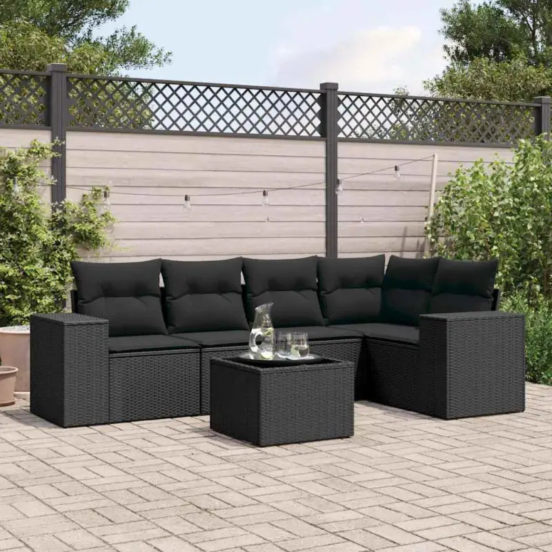 Modulaire tuinbank in zwart materiaal met gepoedercoated staal - Zwart / 1 / Met tafel - Modulaire tuinbanken