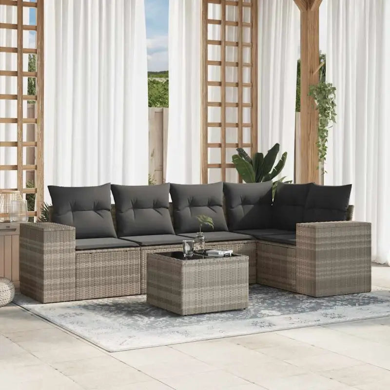 Modulaire tuinbank in zwart materiaal met gepoedercoated staal - Lichtgrijs / 1 / Met tafel - Modulaire tuinbanken