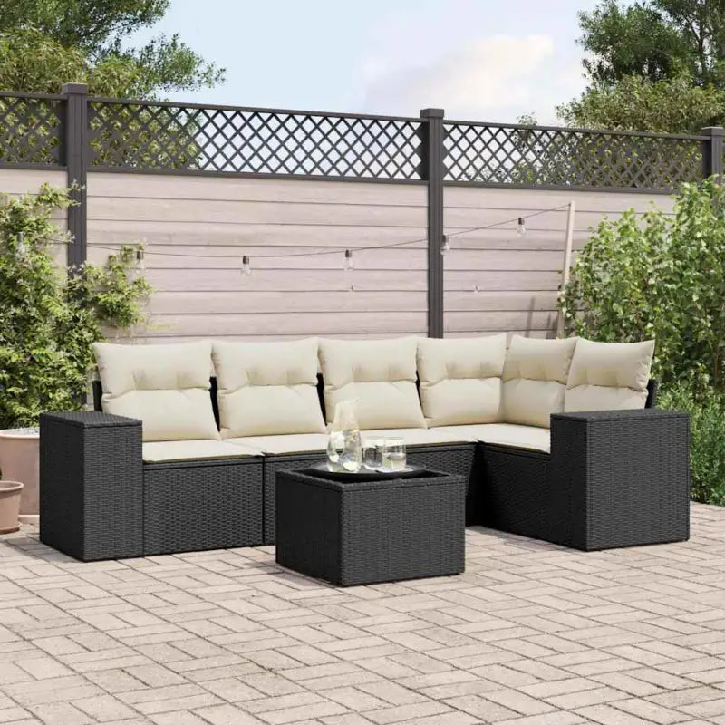 Modulaire tuinbank in zwart materiaal met gepoedercoated staal - Zwart en crème / 1 / Met tafel - Modulaire tuinbanken