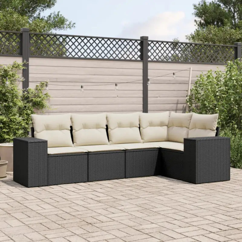 Modulaire tuinbank in zwart materiaal met gepoedercoated staal - Zwart en crème / 1 / Zonder tafel - Modulaire