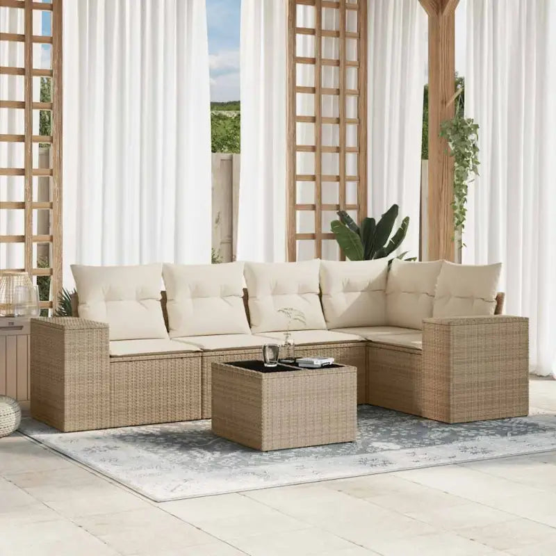 Modulaire tuinbank in zwart materiaal met gepoedercoated staal - beige en crèmekleurig / 1 / Met tafel - Modulaire