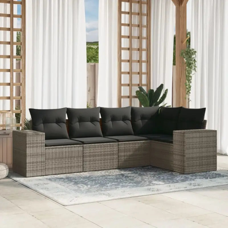 Modulaire tuinbank in zwart materiaal met gepoedercoated staal - Grijs / 1 / Zonder tafel - Modulaire tuinbanken