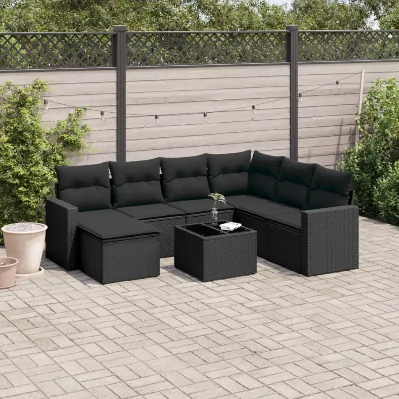 Modulaire tuinbank in zwart materiaal met waterdichte tas en gepoedercoat staal - Zwart / 1 / Met tafel - Modulaire