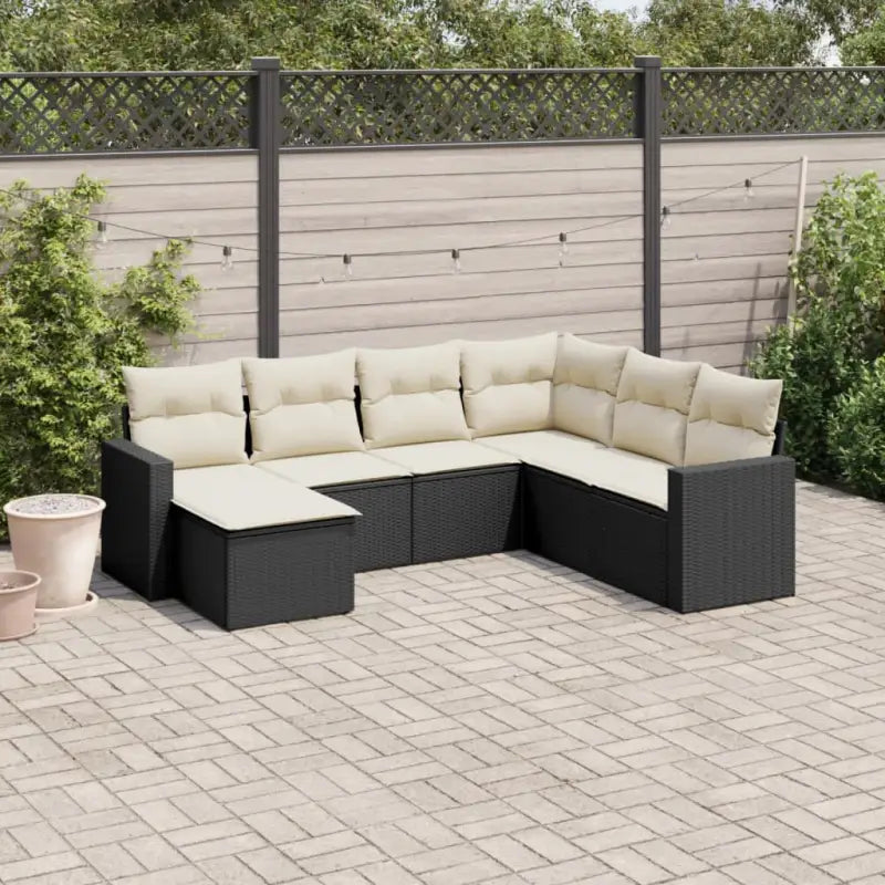Modulaire tuinbank in zwart materiaal met waterdichte tas en gepoedercoat staal - Zwart en crème / 1 / Zonder tafel