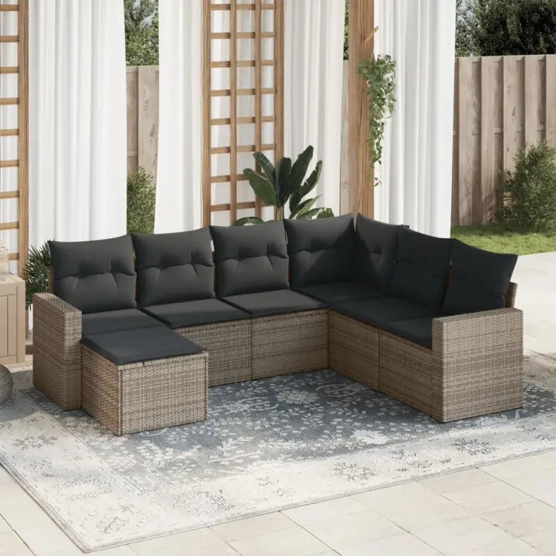 Modulaire tuinbank in zwart materiaal met waterdichte tas en gepoedercoat staal - Grijs / 1 / Zonder tafel - Modulaire