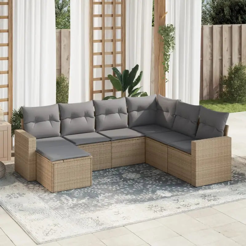 Modulaire tuinbank in zwart materiaal met waterdichte tas en gepoedercoat staal - Beige en grijs / 1 / Zonder tafel
