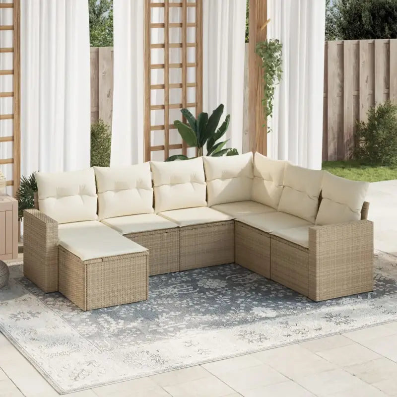 Modulaire tuinbank in zwart materiaal met waterdichte tas en gepoedercoat staal - beige en crèmekleurig / 1 / Zonder
