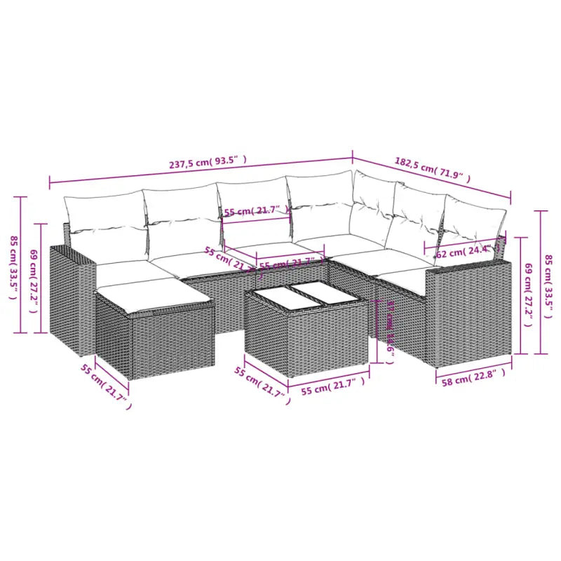 Modulaire tuinbank in zwart materiaal met waterdichte tas en gepoedercoat staal - Modulaire tuinbanken