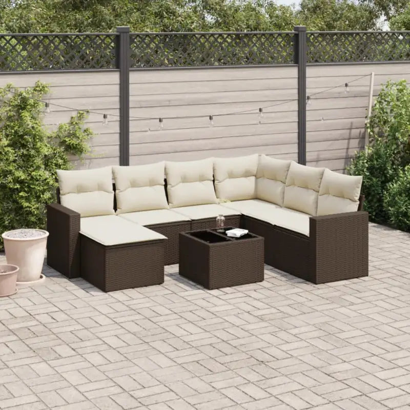 Modulaire tuinbank in zwart materiaal met waterdichte tas en gepoedercoat staal - Bruin en crème / 1 / Met tafel
