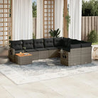 Modulaire tuinbank Lounge Set van zwart materiaal en gepoedercoat staal - Grijs / 1 / Tafel + 2x hoek + 5x midden