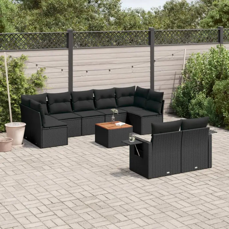 Modulaire tuinbank Lounge Set van zwart materiaal en gepoedercoat staal - Zwart / 1 / Tafel + 5x midden + 2x hoek